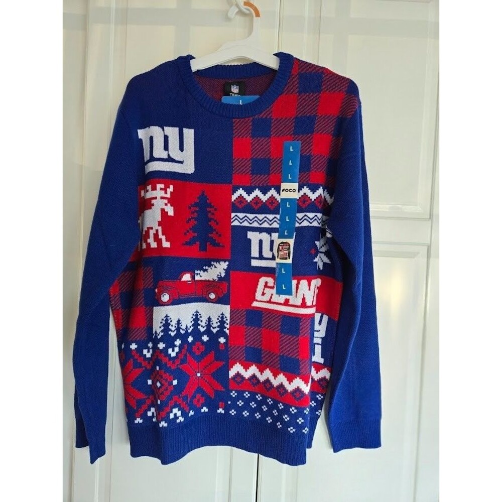 New York Giants Christmas Sweater Mens Large - NEW